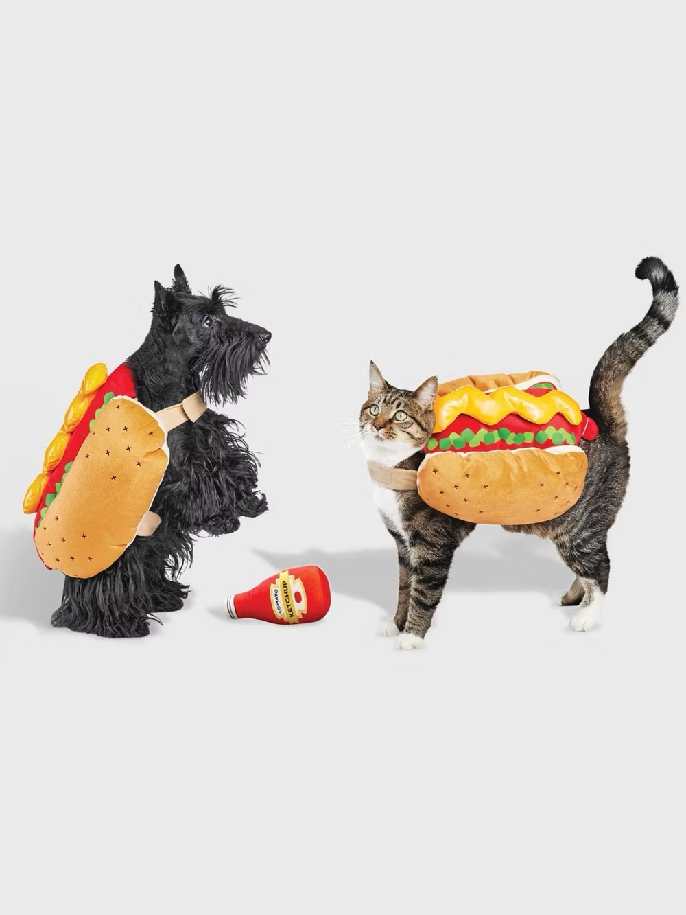 Hot Dog Halloween Dog and Cat Costume with Ketchup Toy - Boots & Barkley - NWT